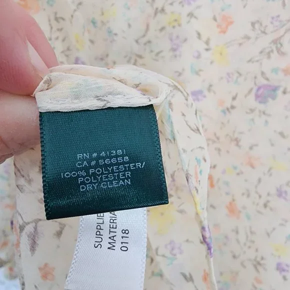 Ralph Lauren Sheer Floral Peach Tunic Style Blouse - Picture 9 of 10